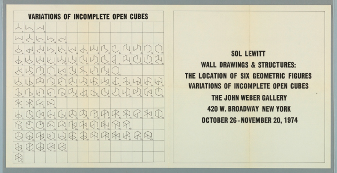 Wall Drawings & Structures: The Location of Six Geometric Figures. Variations of Incomplete Open Cubes.