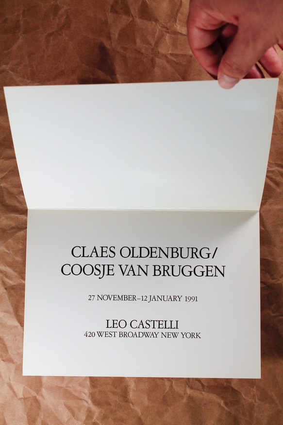 Announcement card for van Bruggen/Oldenburg at Castelli, 1991 thumbnail 2