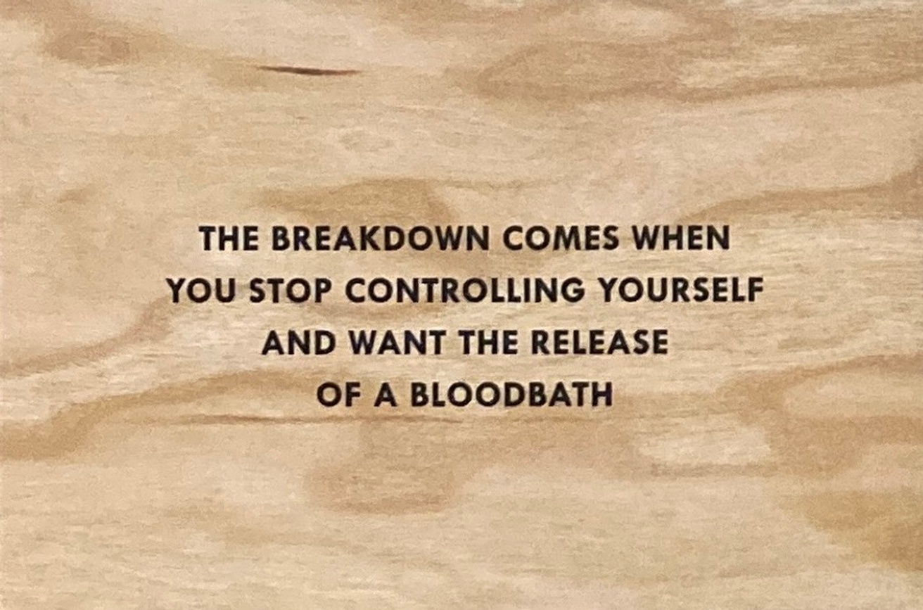 The Breakdown Comes When You Stop Controlling Yourself and Want the Release of a Bloodbath Wooden Postcard [Black Text]