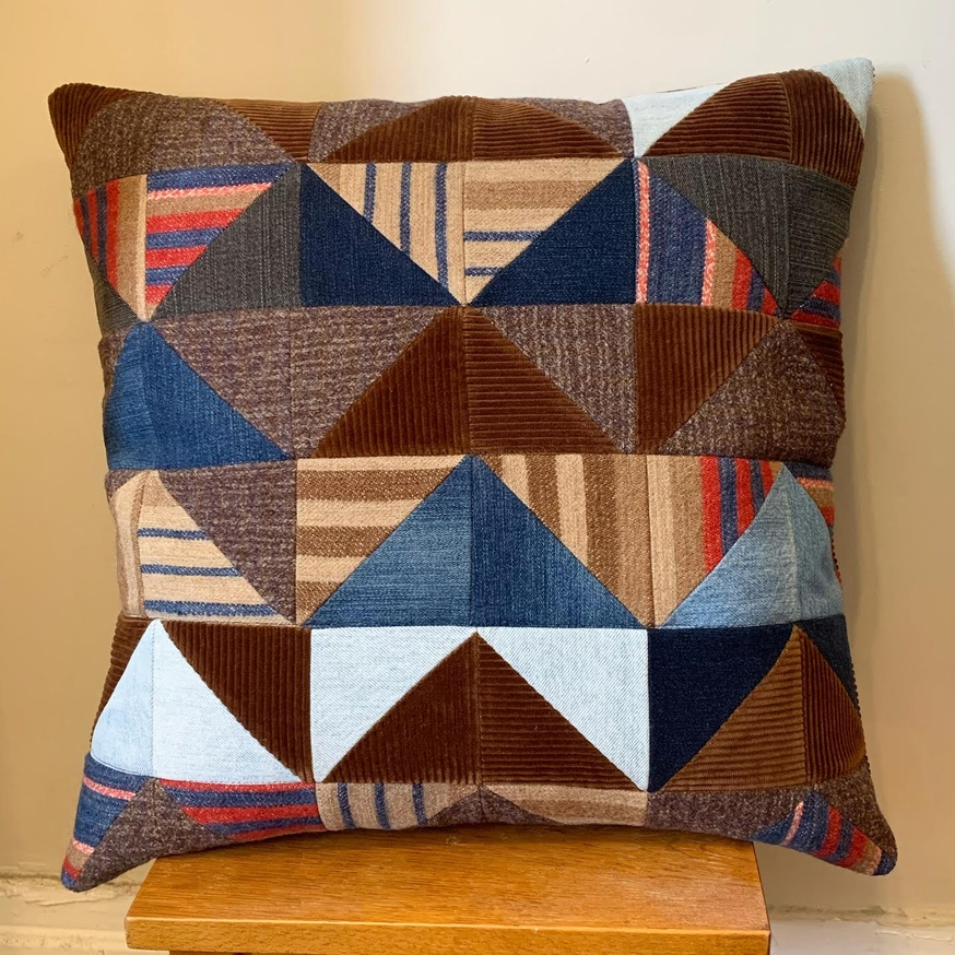 Quilted Patchwork Pillow (Brown Corduroy)