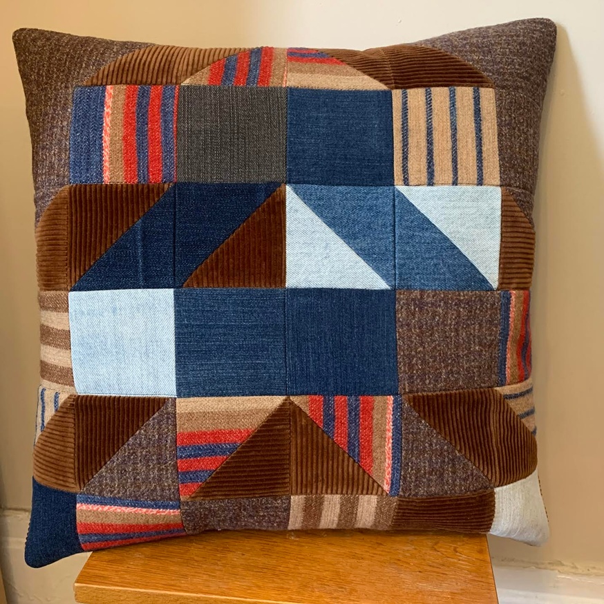 Quilted Patchwork Pillow (Brown Corduroy) thumbnail 2