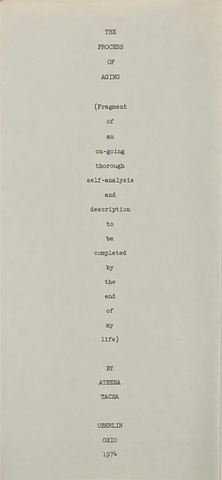 The Process of Aging (Fragment of an on-going thorough self analysis and description to be completed by the end of my life)