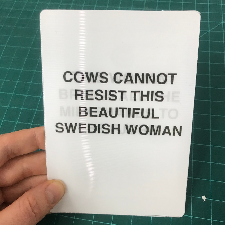 Headline A/B Test: Cows Cannot Resist This Beautiful Swedish Woman / This Woman Brings All The Milkshakes To The Fjord [Lenticular Card]