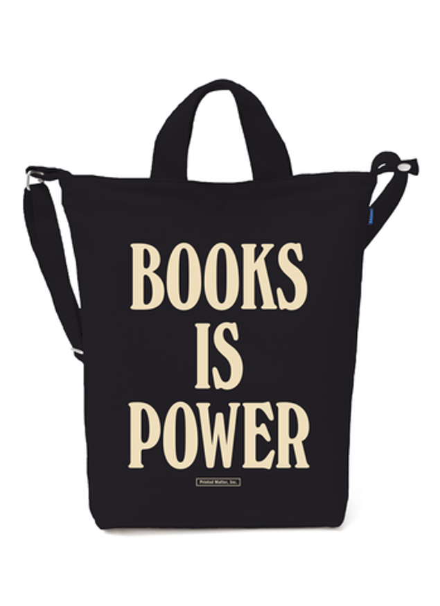 BOOKS IS POWER Tote (Cream on Black)