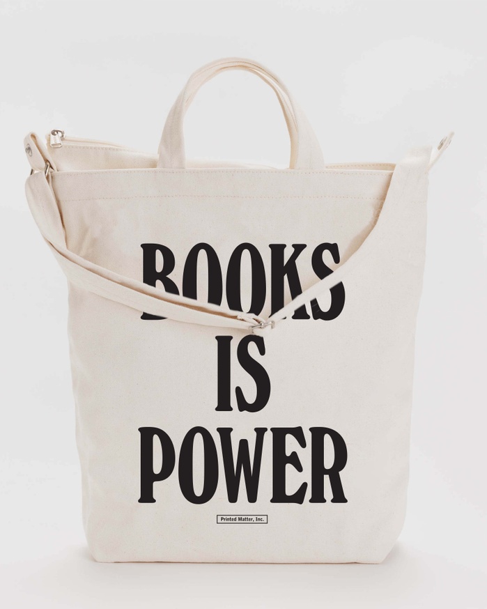 BOOKS IS POWER Tote (Black on Natural Canvas)