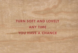 Turn Soft and Lovely Any Time You Have a Chance Wooden Postcard [Red Text]