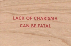 Lack of Charisma Can Be Fatal Wooden Postcard [Red Text]