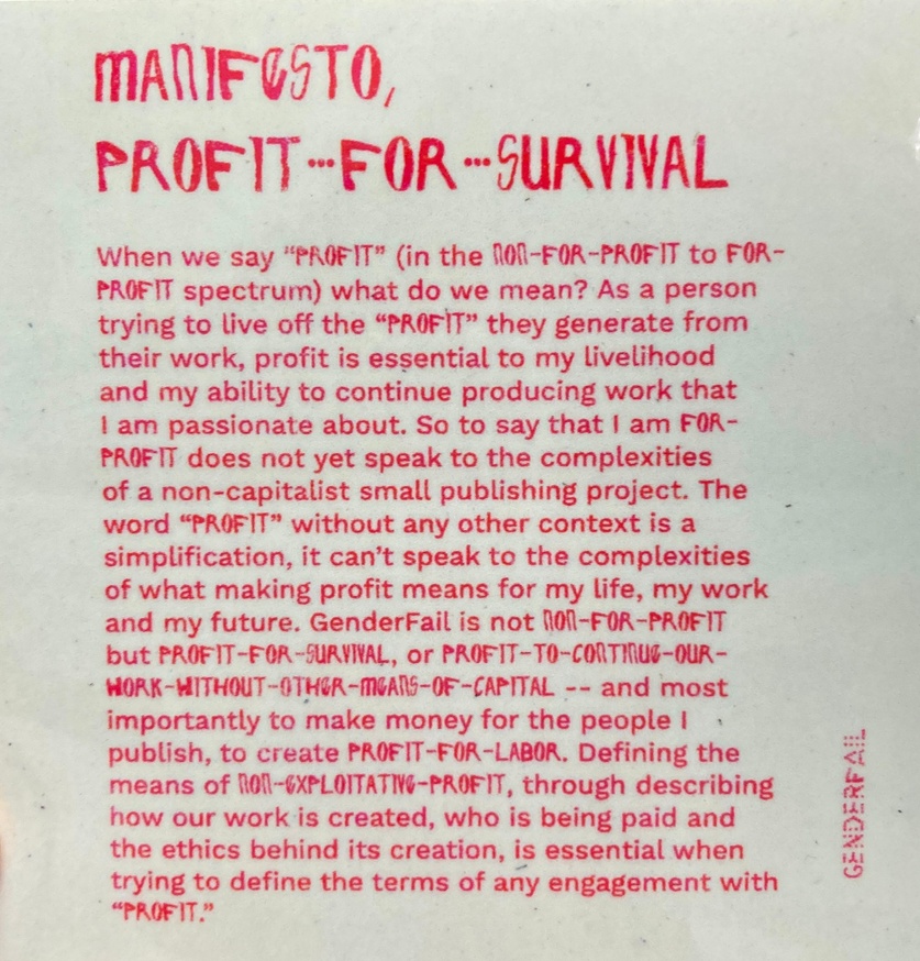 Manifesto, Profit-for-Survival Sticker