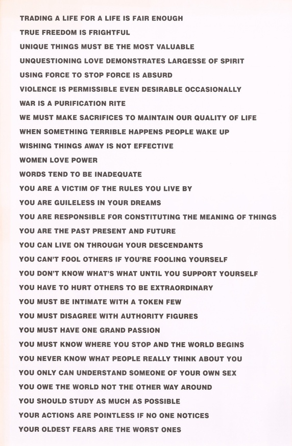 Jenny Holzer - Truisms, 1977-1979 (Every achievement requires a sacrifice —  Imposing order) - Printed Matter