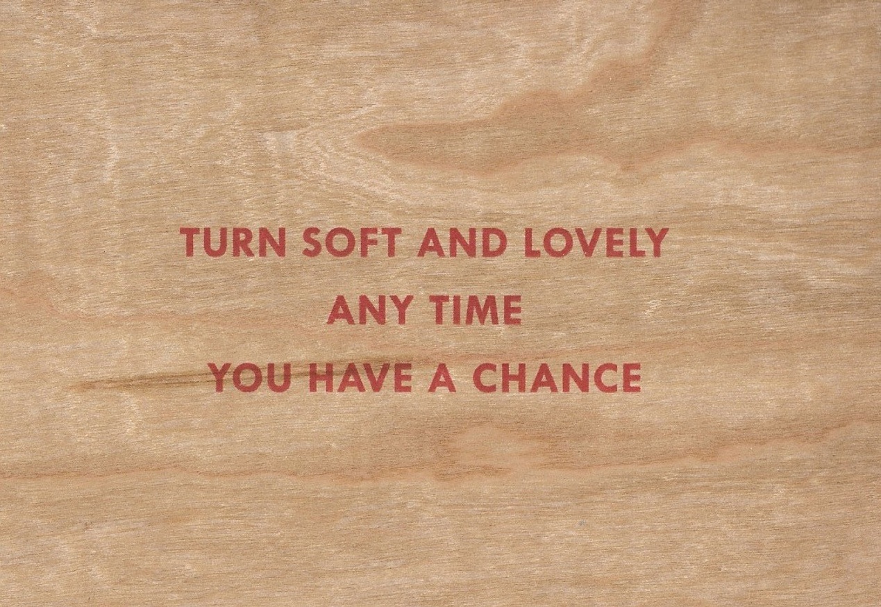 Turn Soft and Lovely Any Time You Have a Chance Wooden Postcard [Red Text]