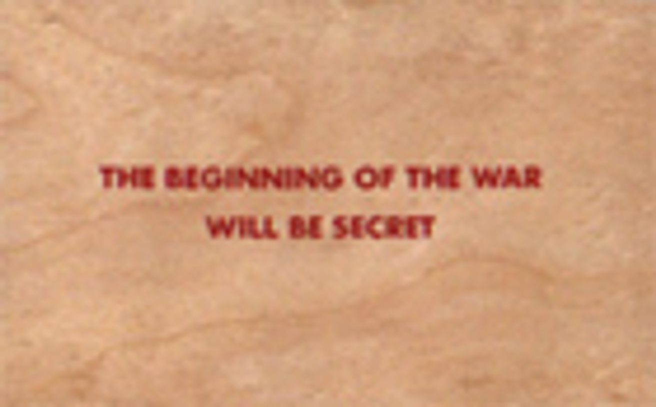 The Beginning of the War Will Be Secret Wooden Postcard [Red Text]