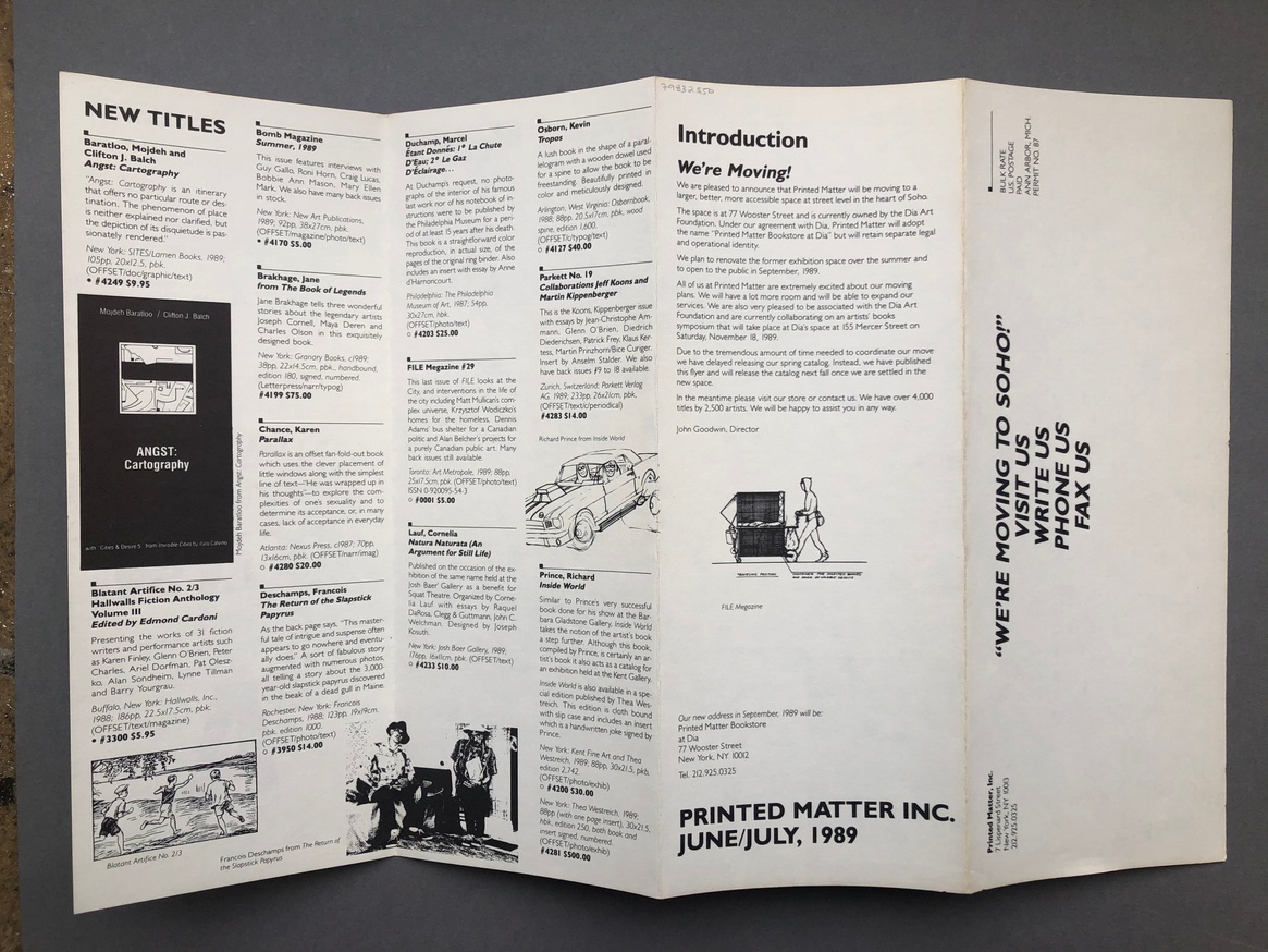 Printed Matter Inc. June/July 1989 Flyer thumbnail 3