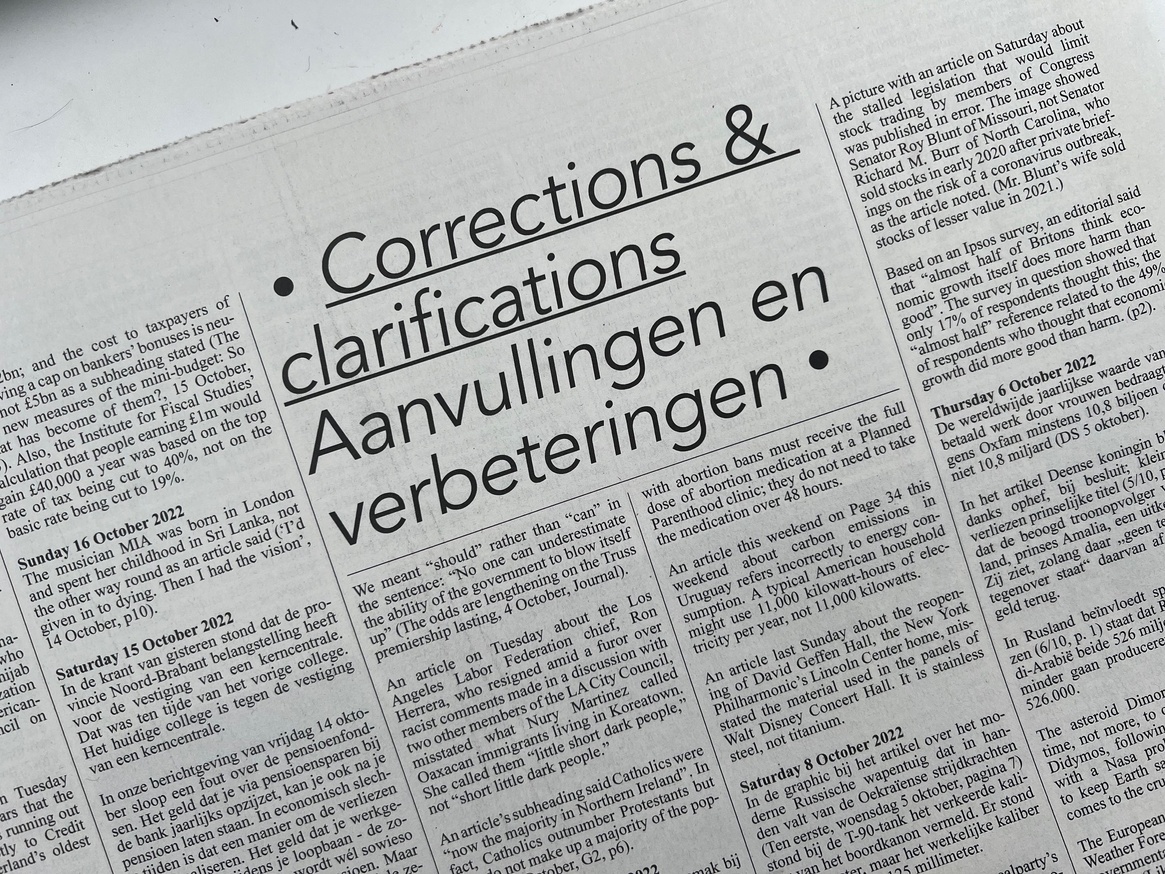 Corrections and Clarifications