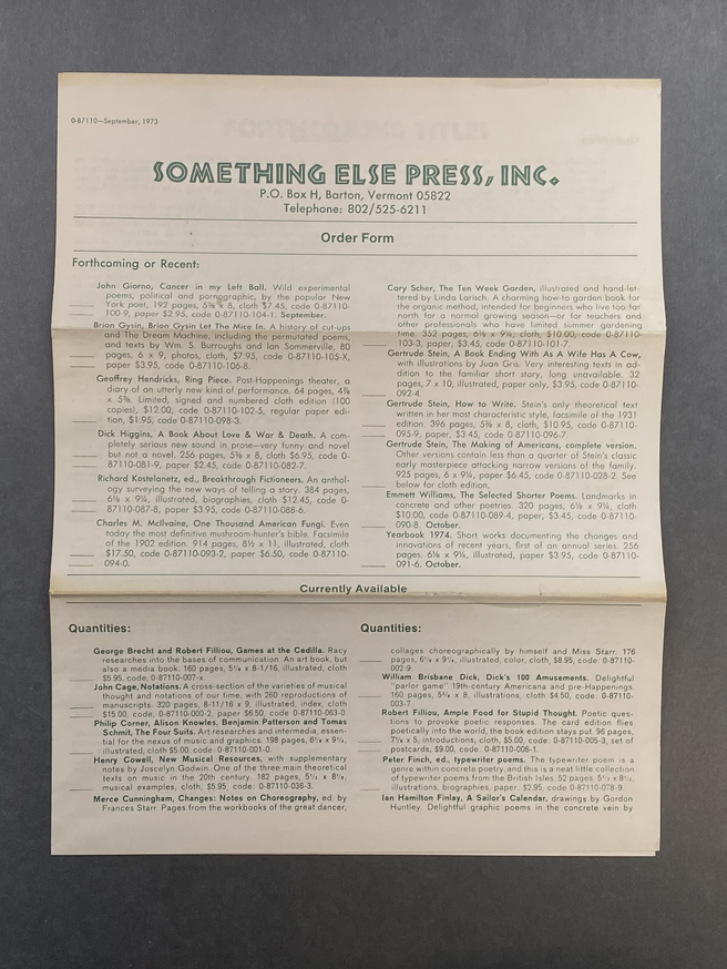 Something Else Press Order Form