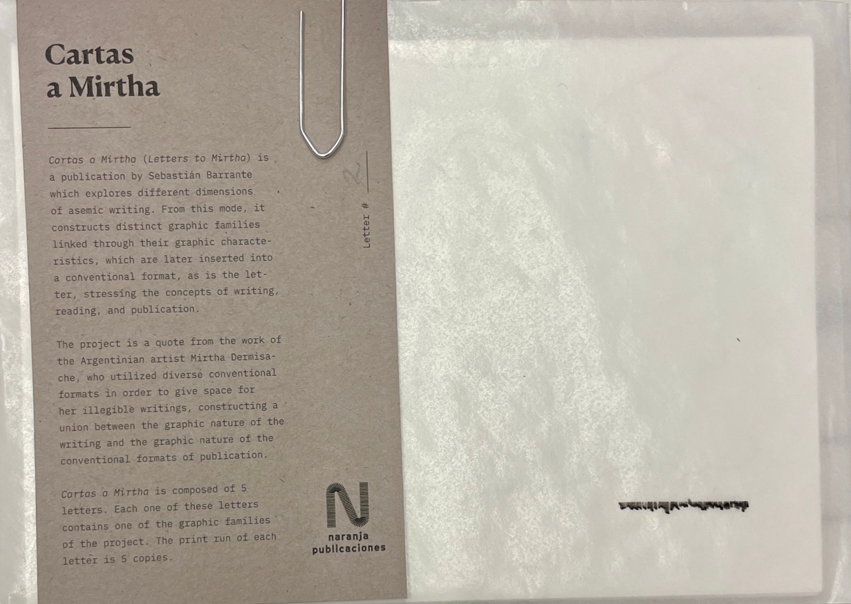 Sebastián Barrante - Cartas a Mirtha: Letter #2 [Second Edition] - Printed  Matter