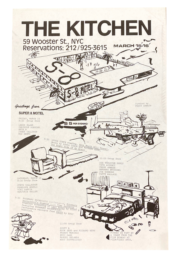 Super 8 Motel, March 15-16, 1985 Film Series Curated by Peggy Ahwesh [The Kitchen Posters]