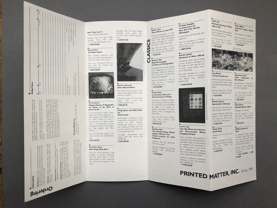 Printed Matter 1988 Spring Flyer thumbnail 2