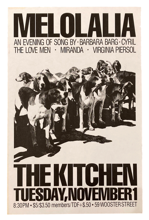 Melolalia, An Evening of Song, November 1-30, 1983 [The Kitchen Posters]