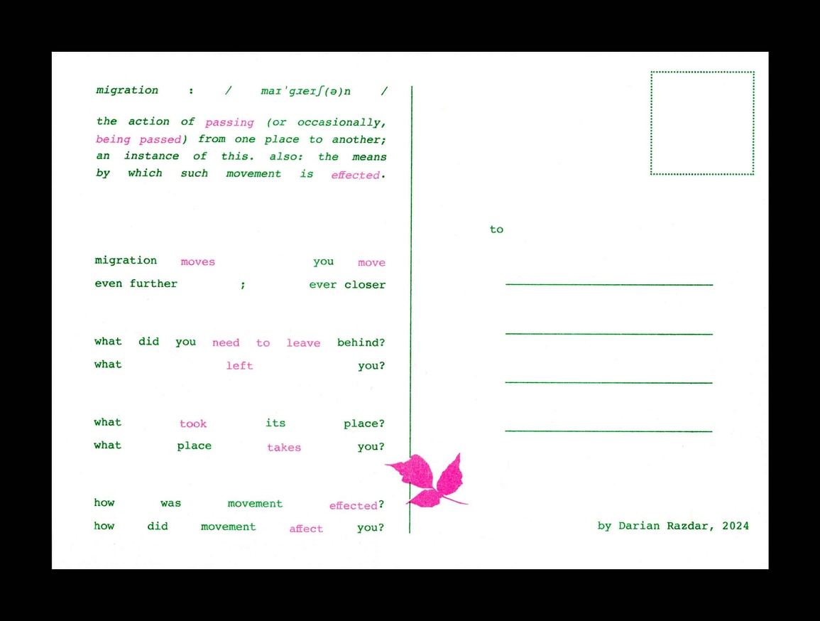 Darian Razdar - Migrations [Postcard 02] - Printed Matter