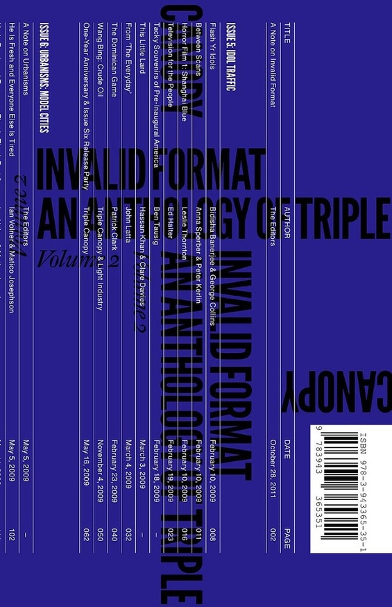 Invalid Format: An Anthology of Triple Canopy, Volume 2