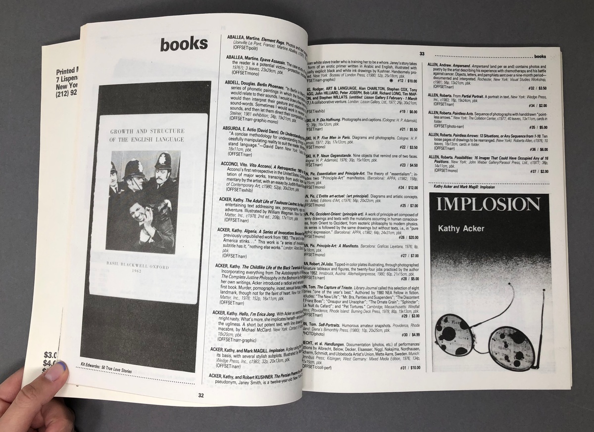 Printed Matter Catalogue 1986 thumbnail 5