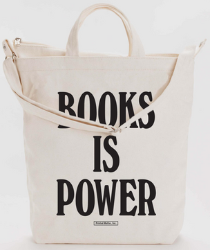 BOOKS IS POWER Tote (Black on Natural Canvas)