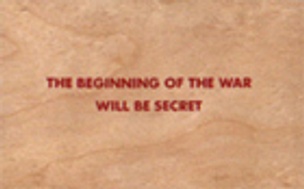 The Beginning of the War Will Be Secret Wooden Postcard [Red Text]