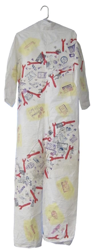 Teri Slotkin and Dick Miller, Rubber Stamp Paper Suit [fourth issue of Spanner]