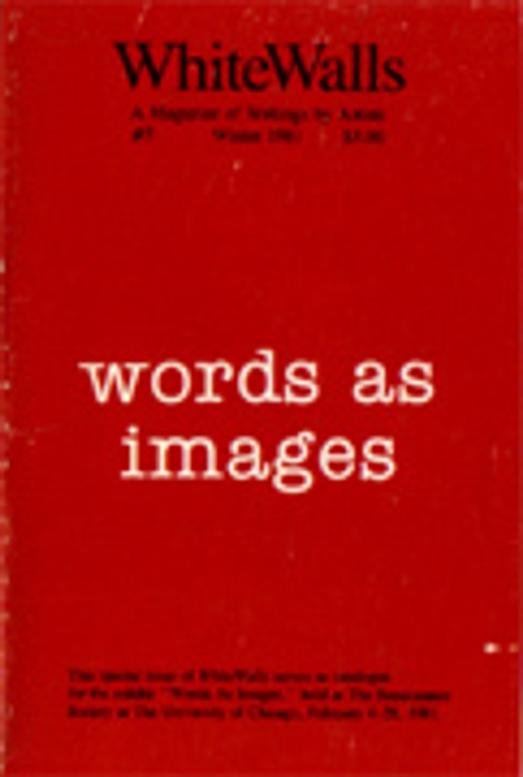 WhiteWalls : A Magazine of Writings by Artists