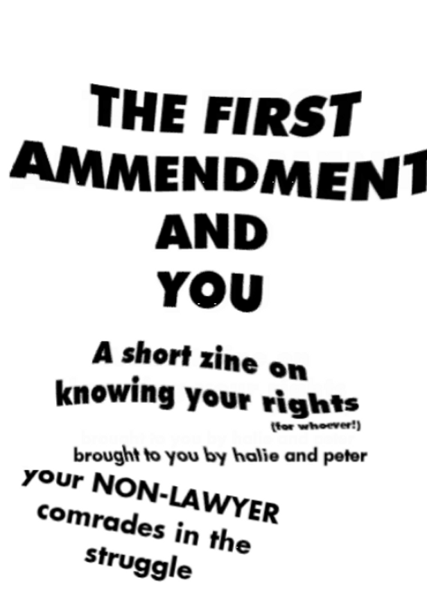 The First Amendment and You: a short zine about knowing your rights