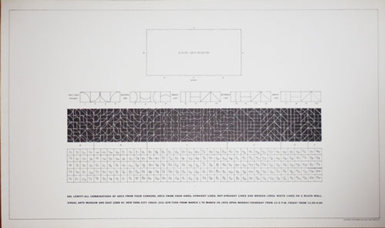 All Combinations of Arcs From Four Corners, Arcs From Four Sides, Straight Lines, Not-Straight Lines and Broken Lines, White Lines on a Black Wall                                                                                                             