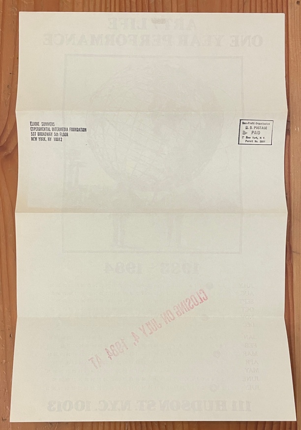 Art/Life One Year Performance Poster [Globe, stamped] thumbnail 2