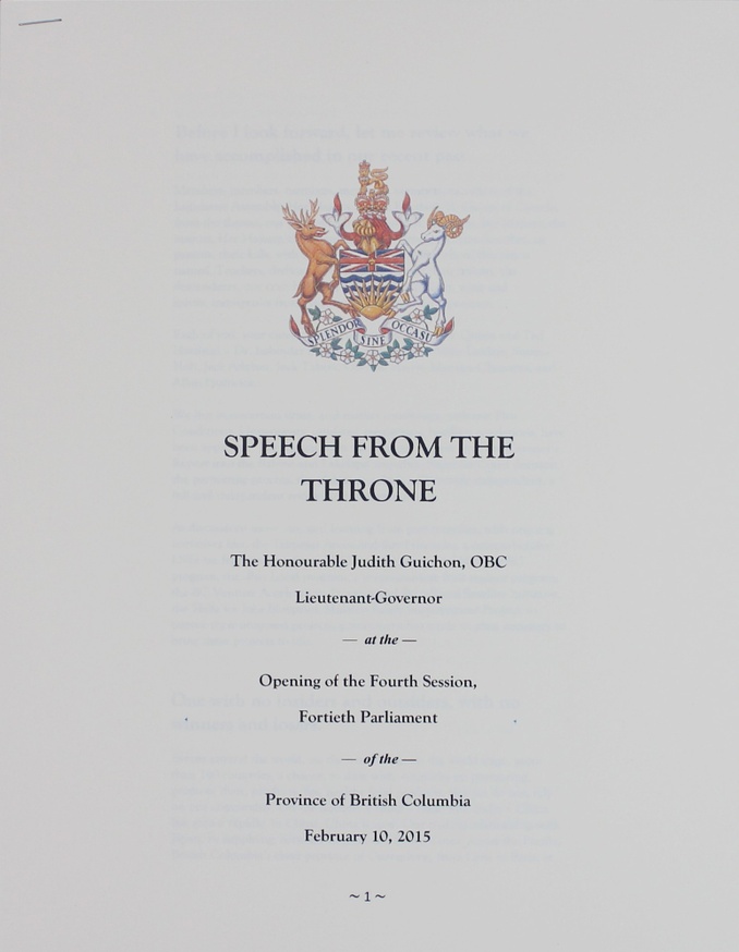 Speech from the Throne 2015