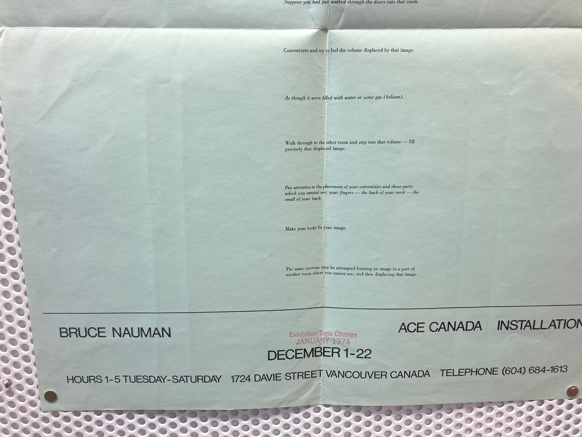 Bruce Nauman (Image projection and displacement) / (No promise), Ace Canada, 1973 [Poster] thumbnail 2