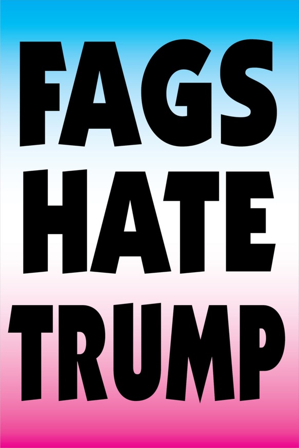 Paul Chan FAGS HATE TRUMP Protest Sign Printed Matter 