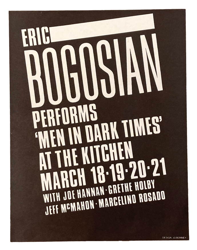 Men in Dark Times, March 18-21, 1982  [The Kitchen Posters]